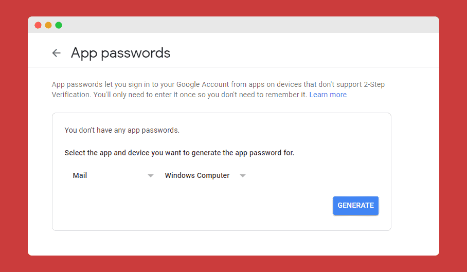 creating google app password