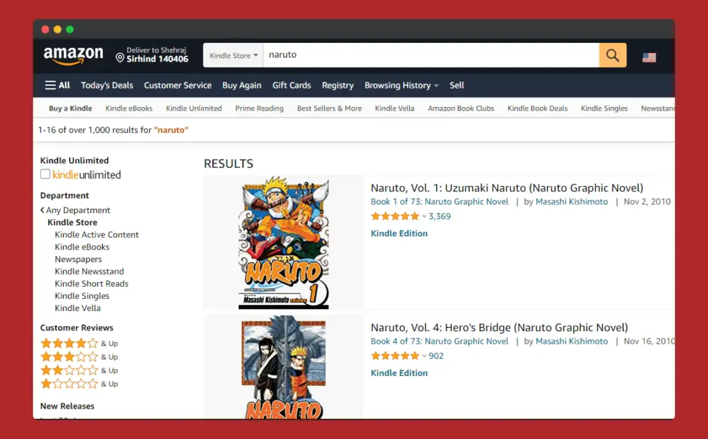 naruto manga on amazon store