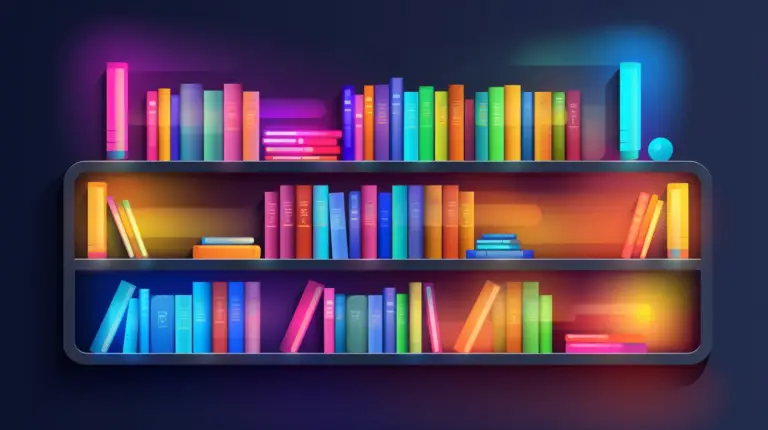 modern bookshelf with built in LED lighting