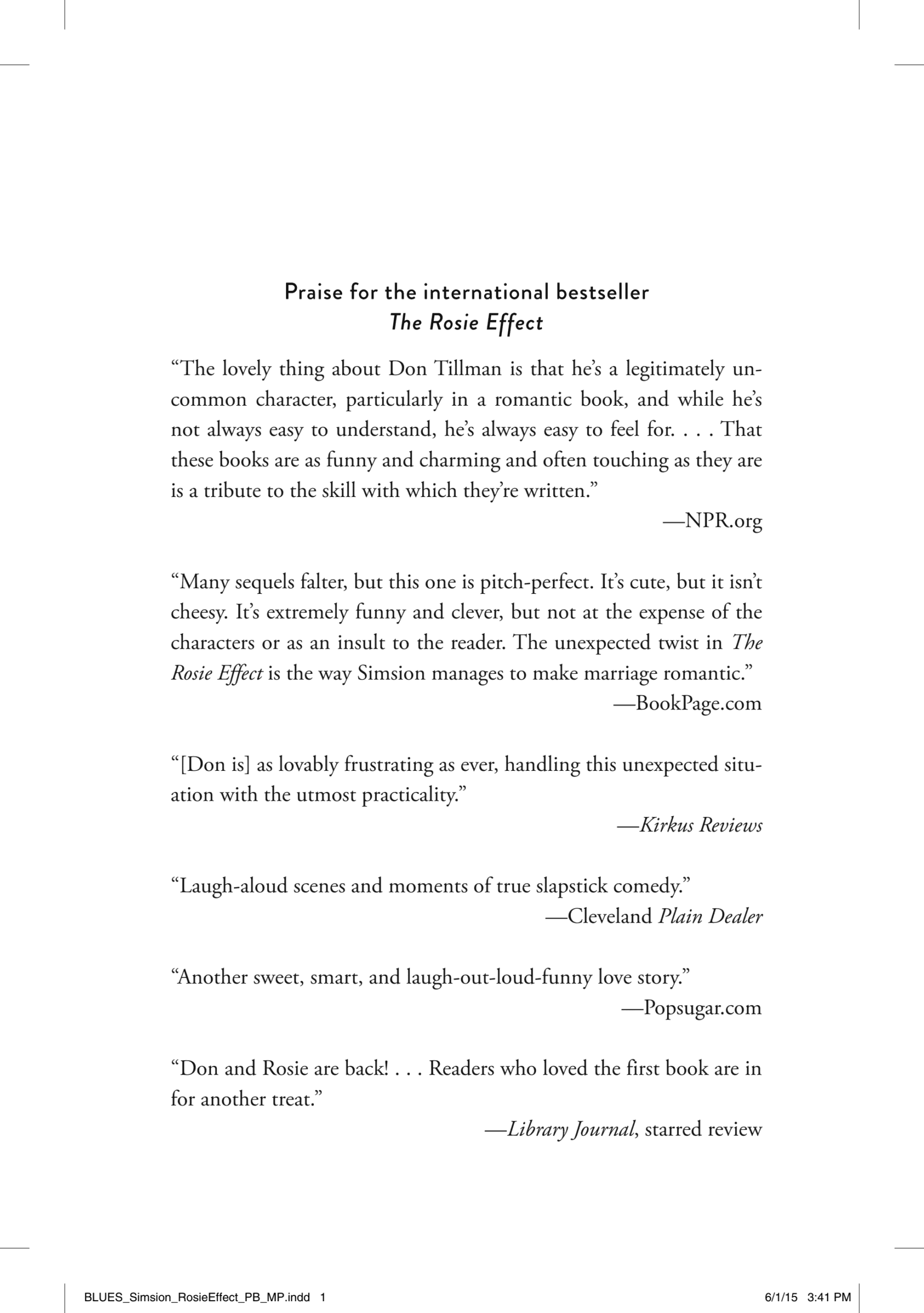 The Rosie Effect book cover